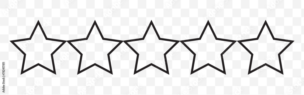 Wall mural five stars icon vector. star icon collection. blank star vector icons set with shadow. black line st