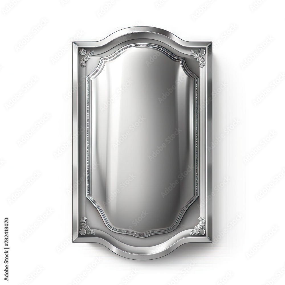 Poster realistic metallic shield with ornate frame generative ai