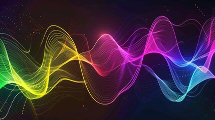Wave line rainbow background, Sound wave line illustration. Abstract background
