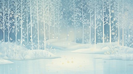 Cerulean frost, ice sparkle, winters touch , water color, cartoon, animation 3D, vibrant - obrazy, fototapety, plakaty