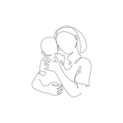 mom and kids continuos line design. parents continuos line hand illustration. vector lineart.