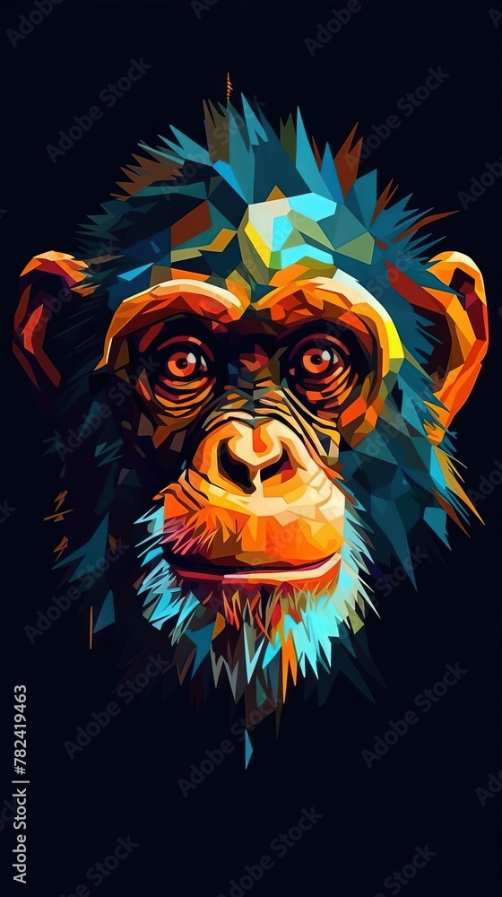 Poster abstracted simian silhouette on moody background generative ai