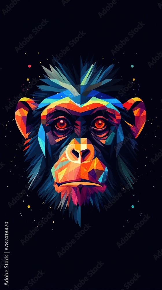 Poster whimsical abstract monkey portrait generative ai
