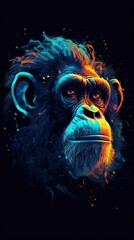 Vibrant Abstract Monkey Portrait Generative AI