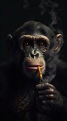 Fototapeta na wymiar Whimsical Primate in Dramatic Lighting Generative AI