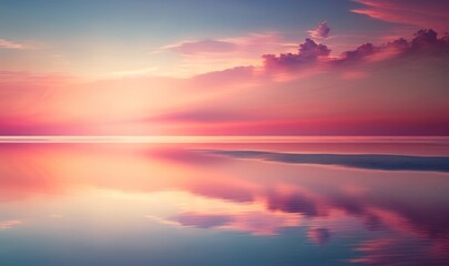 Fototapeta premium Stunning Coastal Sunrise with Magical Pink and Gold Sky Generative AI