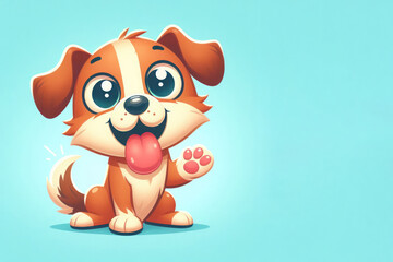 Happy dog waving paw on clean background. Space for text.