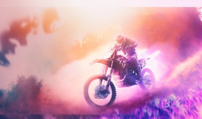 Ethereal Motorcycle Backdrop with Soft Dreaminess Generative AI - obrazy, fototapety, plakaty