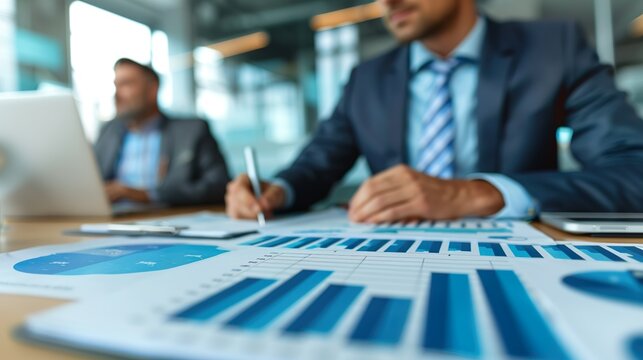 Reuni&oacute;n de empresarios para hablar de resultados en su empresa. Concepto de negocio. 