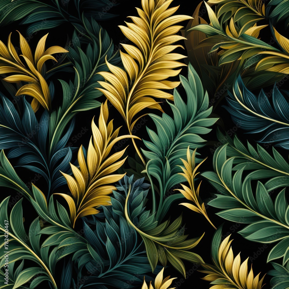 Poster intricate botanical pattern with fern inspiration generative ai