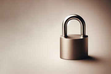 Naklejka premium Metal padlock on a clean background. Space for text.