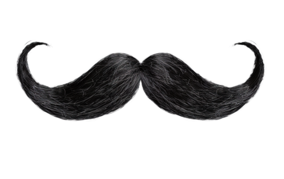 Black moustache on white background,png