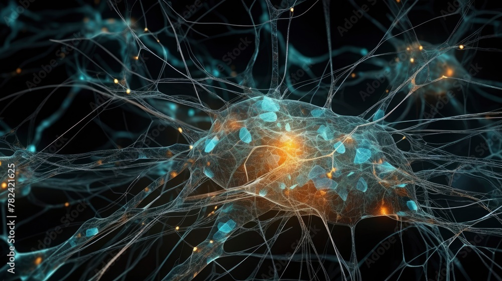 Poster abstract neural network illustration generative ai