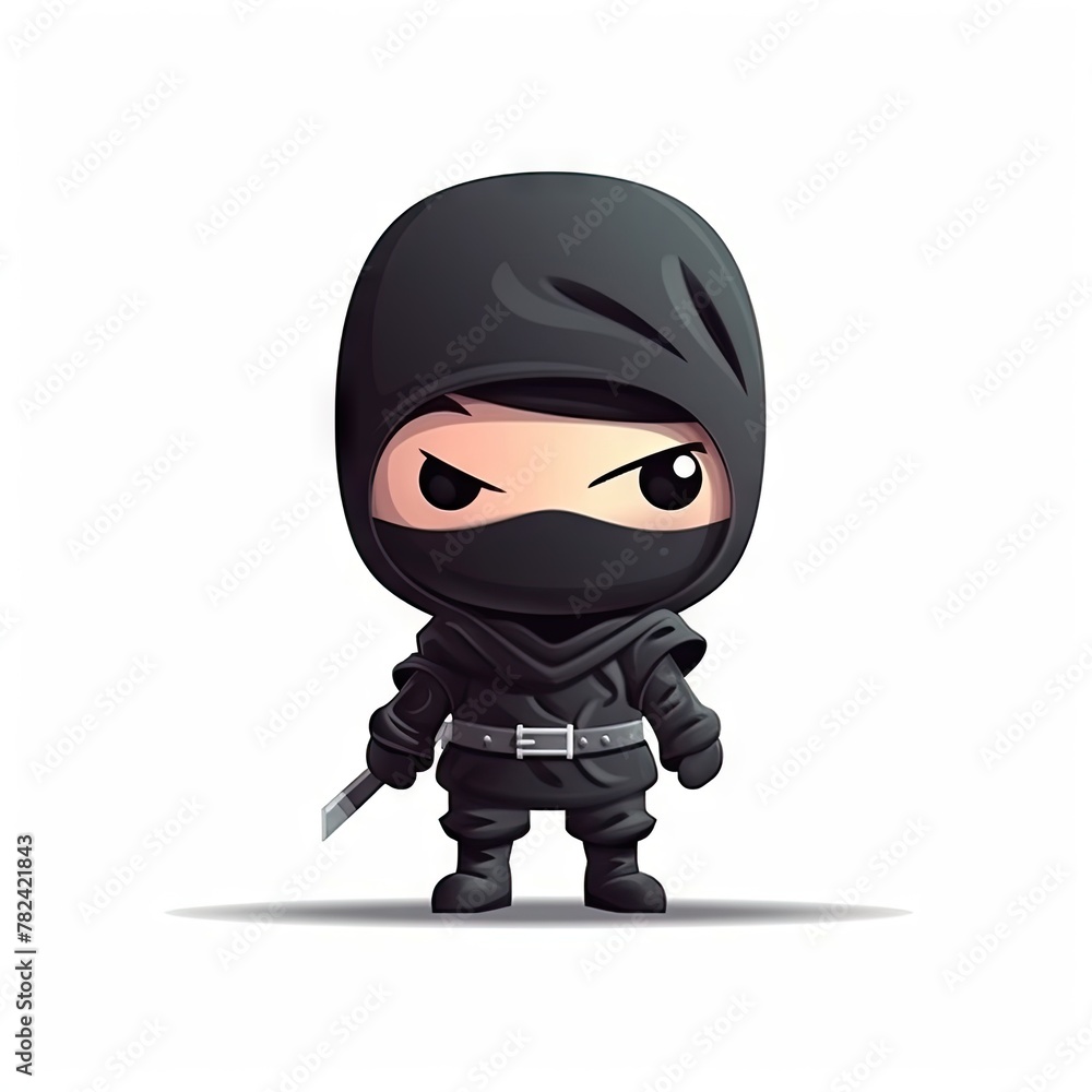 Poster joyful ninja character in minimalist digital art generative ai