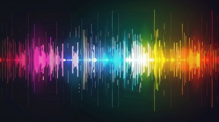 colorful music bars, volume on black background, Sound wave line illustration. Abstract background