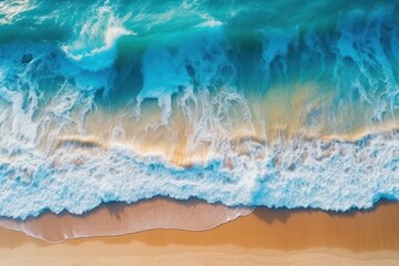 Stunning Aerial View of Ocean Waves Crashing on the Beach Generative AI