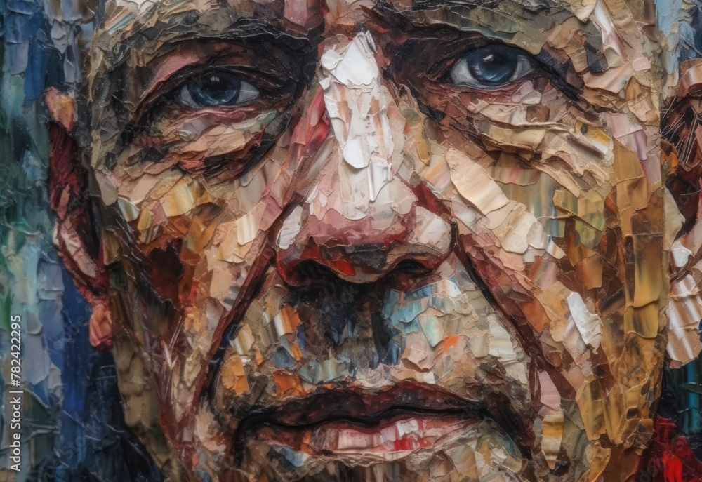 Poster textured impressionist portrait on canvas generative ai