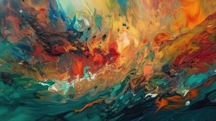 Vibrant Abstract Oil Painting Texture Generative AI