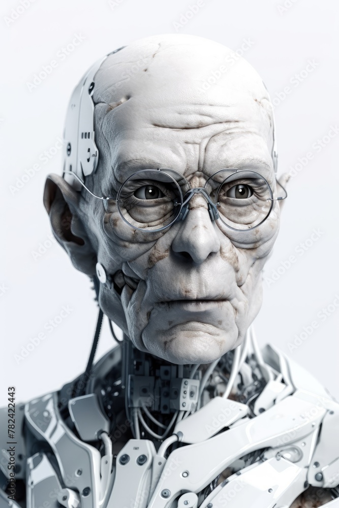 Poster futuristic ai humanoid head with advanced technology generative ai