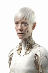 Friendly and Intelligent AI Humanoid with Blond Hair Generative AI