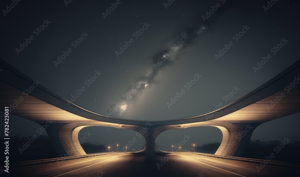 Poster ethereal nightscape with overpass generative ai