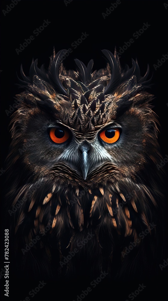 Poster captivating owl portrait in artistic bokeh style generative ai