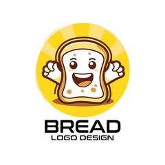 Bread Cartoon Vector Logo Design