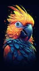 Vibrant Parrot Art on Dark Background Generative AI