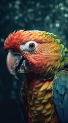 Fototapeta premium Vibrant Parrot in Artistic Bokeh Background Generative AI