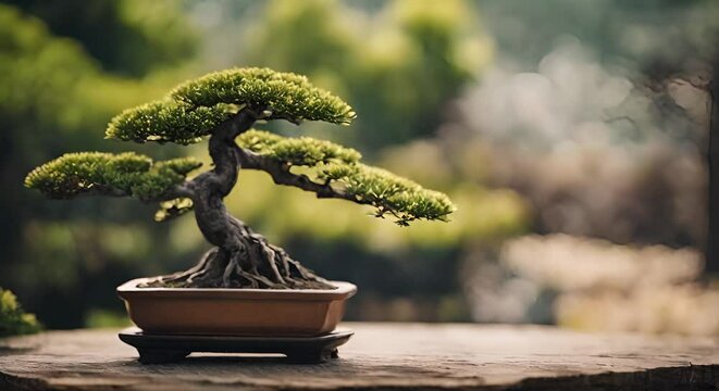 Bonsai in the garden.