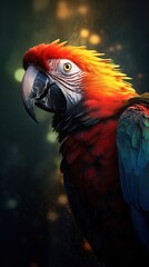 Obraz premium Vibrant Parrot Typography Art on Dark Background Generative AI