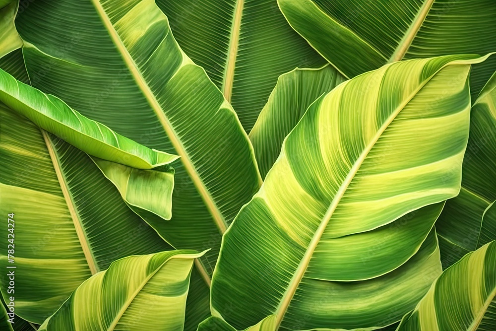 Poster vibrant banana leaf pattern backdrop generative ai