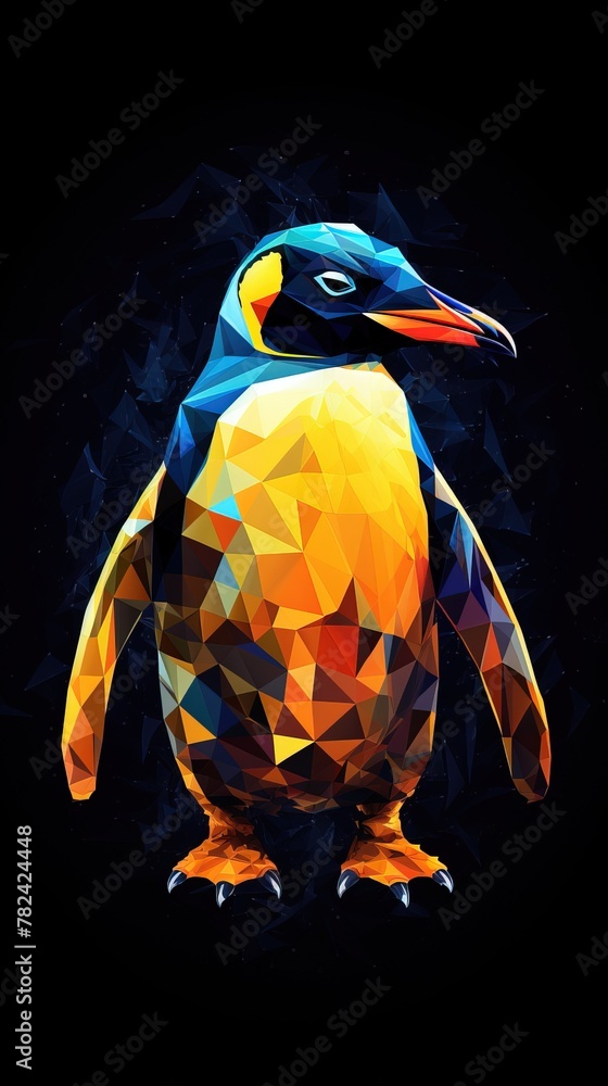Poster abstract penguin artwork on dark background generative ai