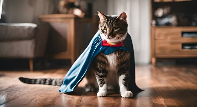 Cat with a superhero cape.