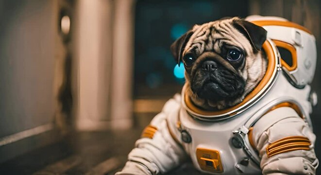 Astronaut pug dog.