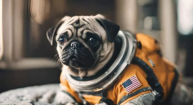 Astronaut pug dog.