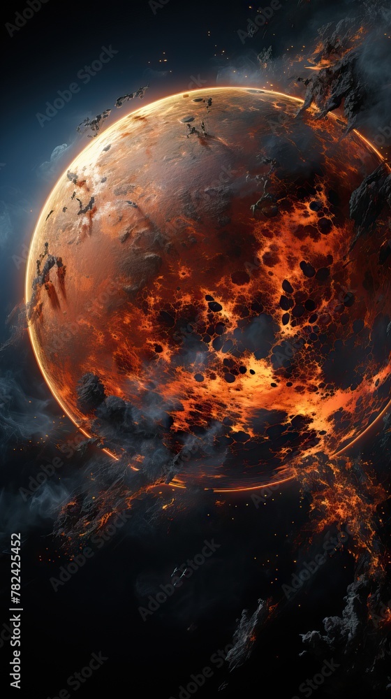 Poster captivating planet close-up generative ai
