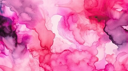 Vibrant Pink Watercolor Abstract Painting Generative AI