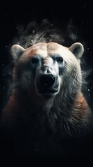 Realistic Polar Bear Portrait on Dark Background Generative AI
