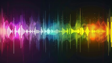 colorful music bars, volume on black background, Sound wave line illustration. Abstract background