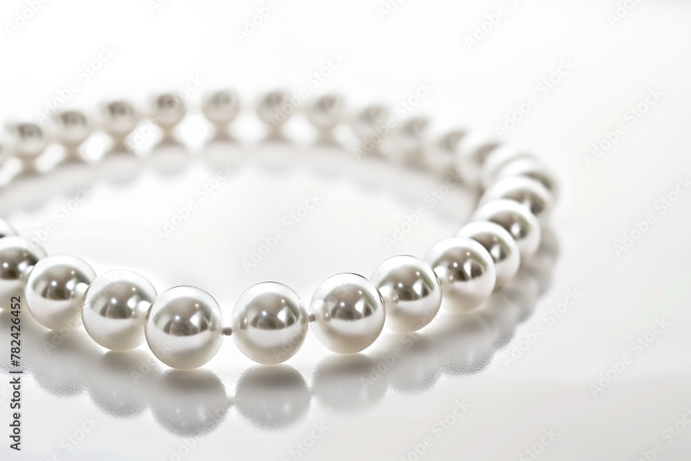 Poster pearl necklace on white background