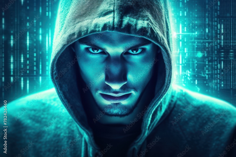 Poster portrait of anonymous hacker concept generative ai