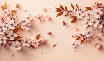 Delicate Spring Cherry Blossom Branches Generative AI