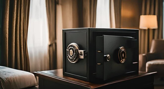 Safe in a room.