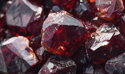 natural texture of raw garnet gemstones