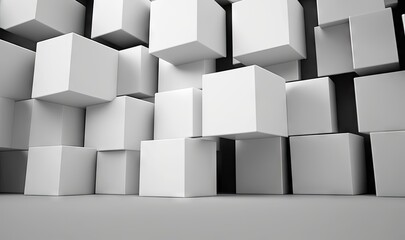 Ethereal White Cube Blocks on Soft Background Generative AI