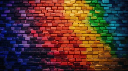 Vibrant Rainbow Brick Wall in Cinematic Lighting Generative AI