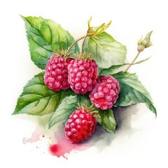 Delightful Raspberry Watercolor Painting Generative AI