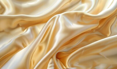 closeup view of background draped with opulent satin material in shimmering champagne gold