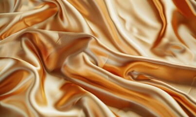 Obraz premium closeup view of background draped with opulent satin material in shimmering champagne gold